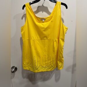 GapMaternity Yellow Sleeveless Eyelet-Hem Tank. Gently used.